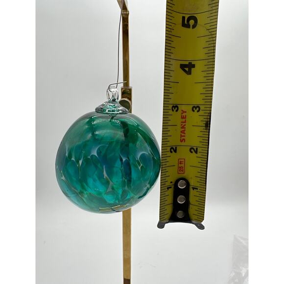 Glass Eye Studio or other blueish green christmas ornament artisan unique hand - Picture 6 of 8